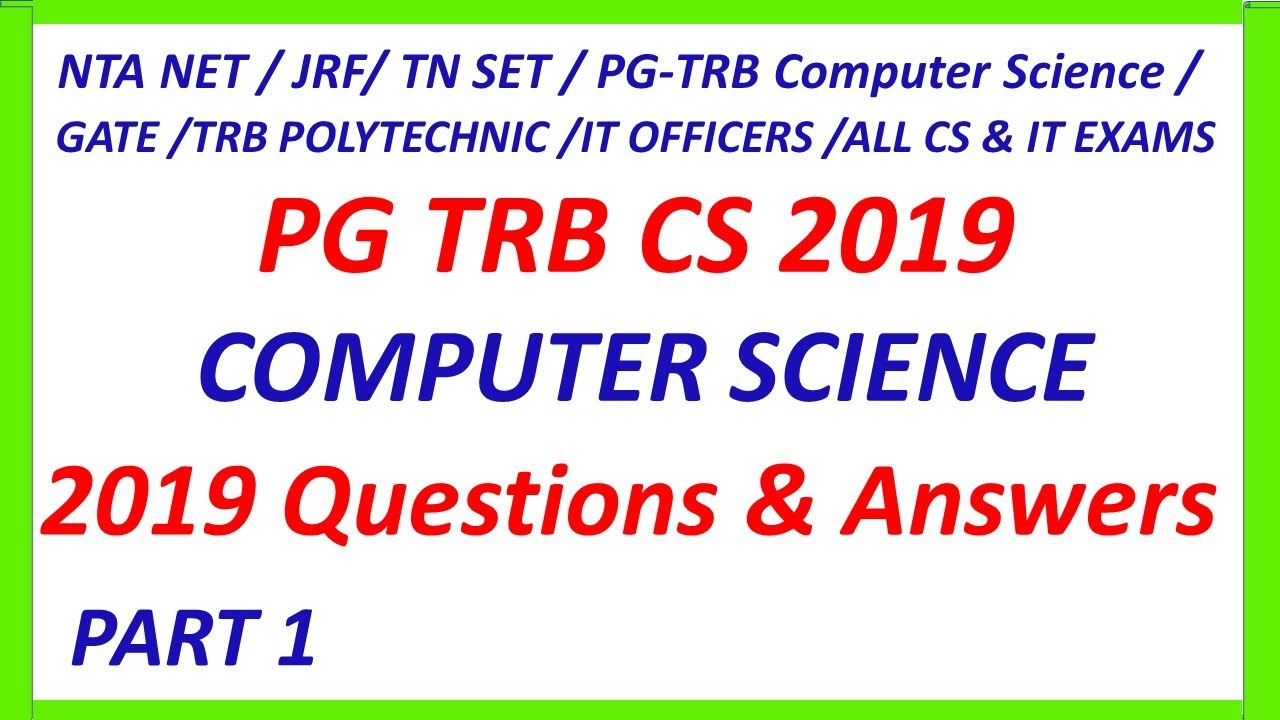 PG TRB CS 2019 Question Paper | PG TRB Computer Science | TRB Computer Instructor | In Tamil