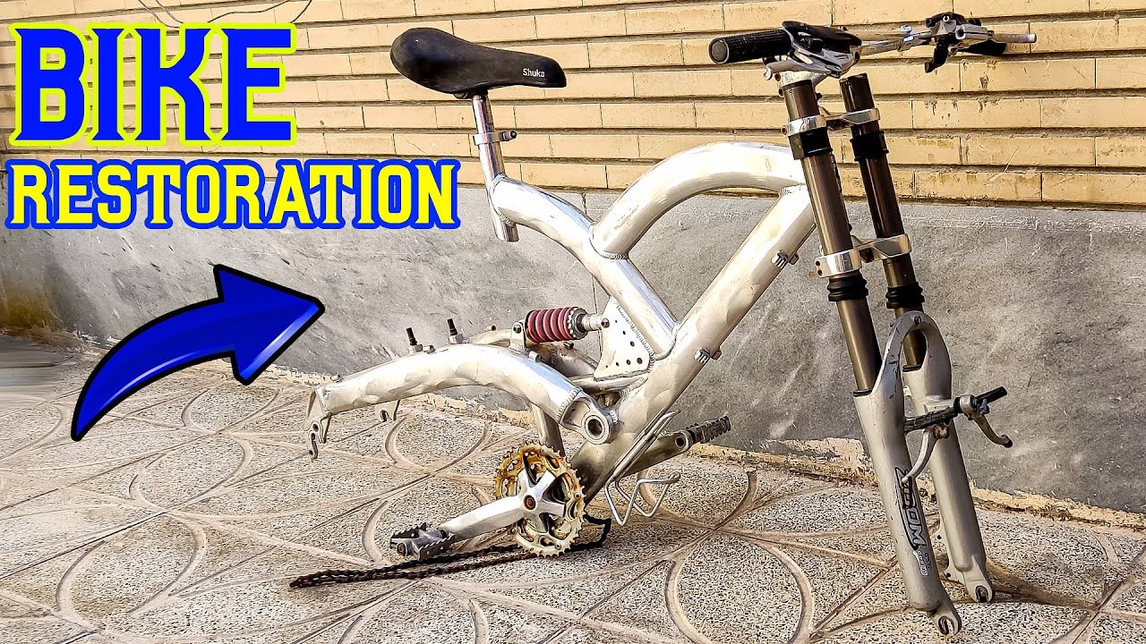 INCREDIBLE BIKE RESTORATION |Transforming A Trash Bike Into A Epic Blue and Yellow Mountain Bike