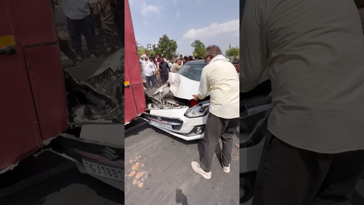 Maruti Suzuki Swift Car🚗 Accident Bus Gurukul College#viralvideo #viral #video #subscribe #sorts