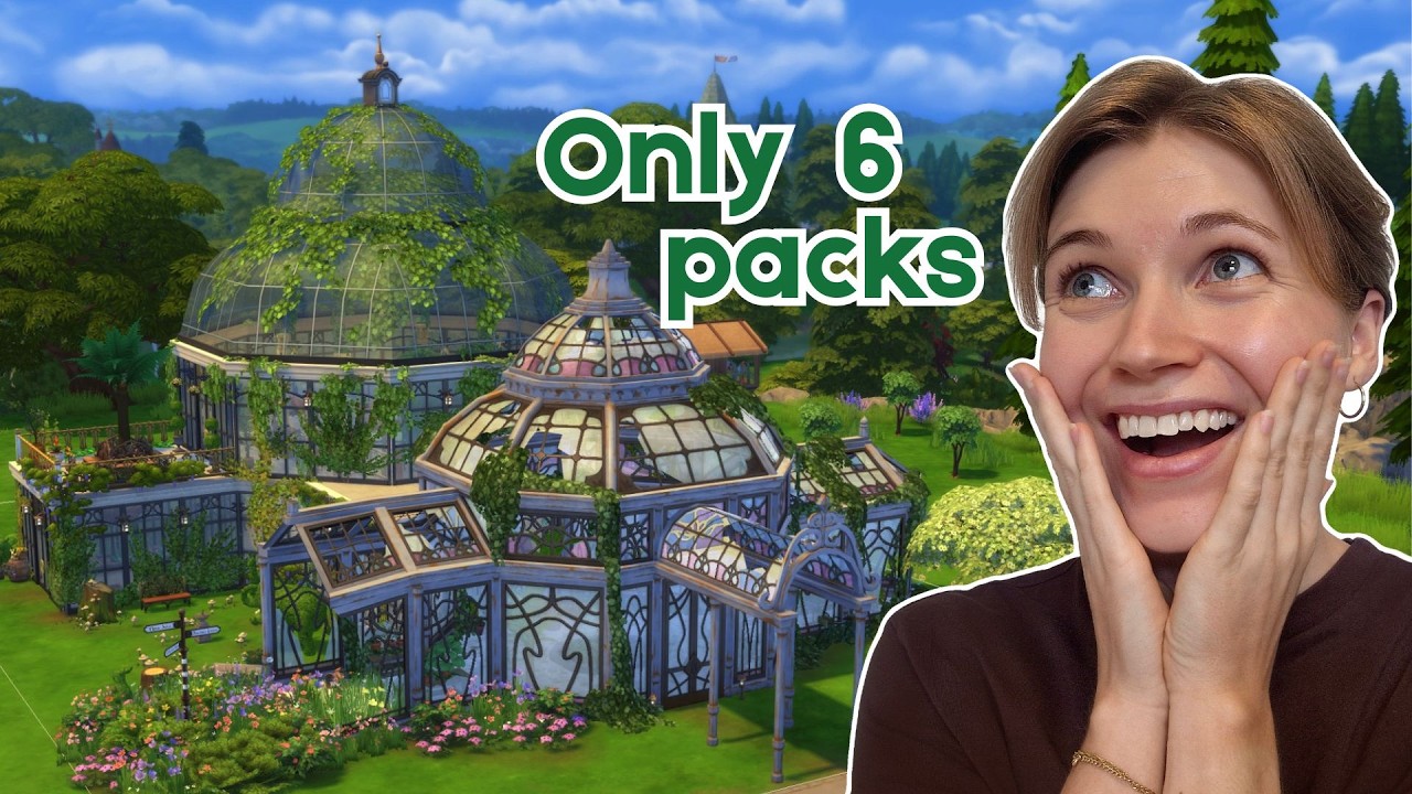 Building a large greenhouse café in The Sims 4 | Limited pack speedbuild