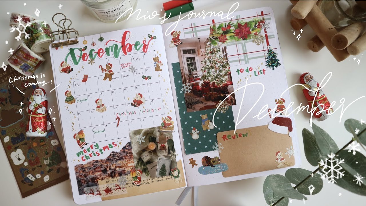 [手帳デコ] 🎄12月のバレットジャーナル🎅🎁クリスマスいっぱいのページ📖Bullet journal December