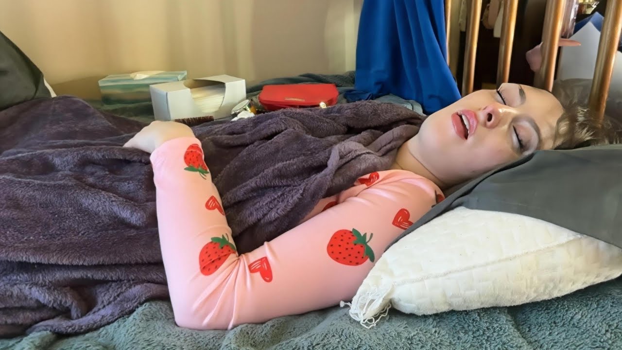 Beautiful Young girl sleeping and snoring