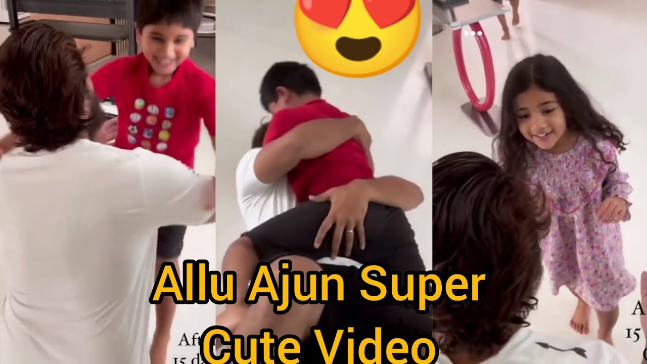 Allu Arjun Super Cute Video | Icon Star #AlluArjun meets Arha & Ayaan after Quarantine