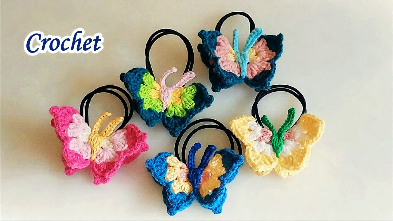 crochet Butterfly hair Tie