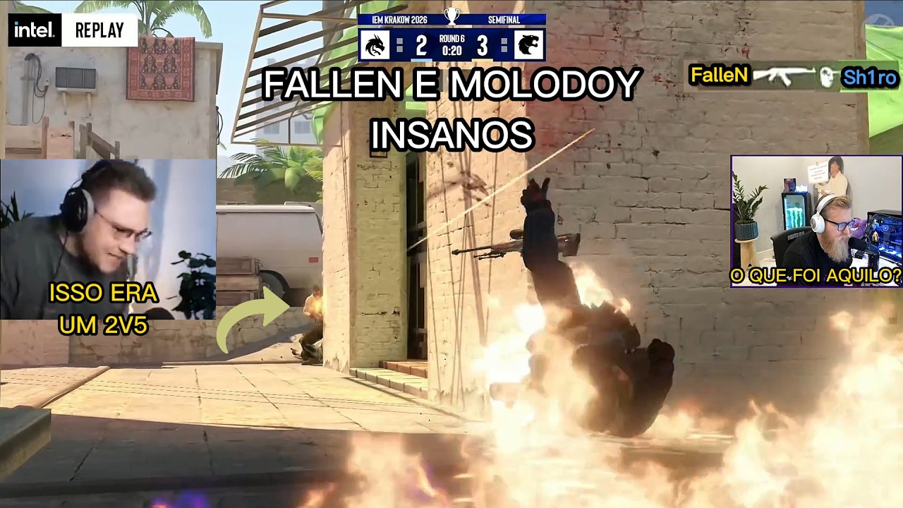 STREAMERS GRINGOS REAGINDO AO 2V5 INSANO DO FALLEN E MOLODOY CONTRA A SPIRIT