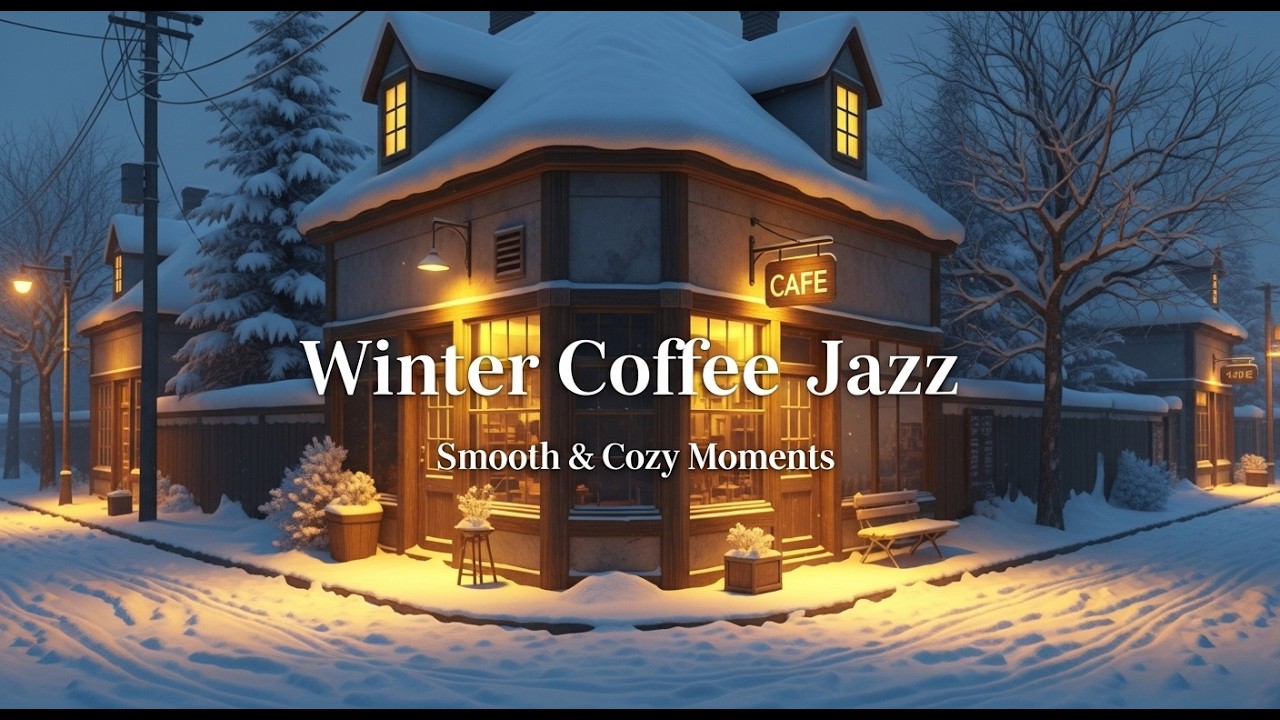 1 Hour Cozy Bookshop Café Jazz ☕ Snowy Streets & Gentle Winter Morning Vibes