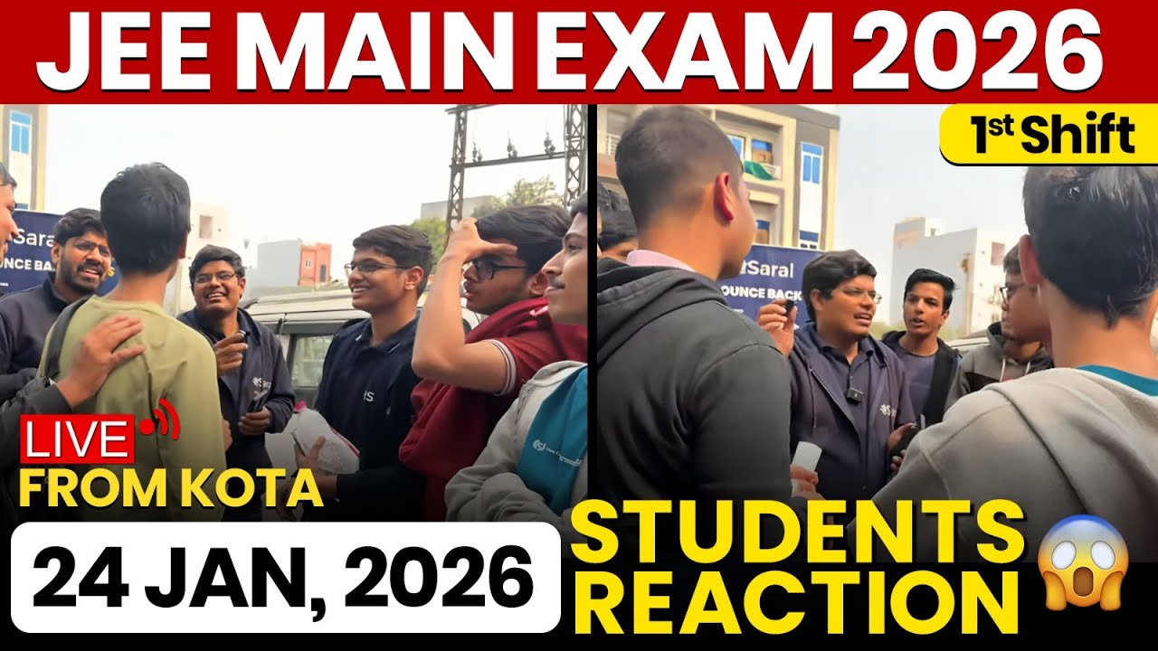 JEE Mains 2026: 24 Jan Shift 1 Exam Student Reaction LIVE from Kota | Paper Level, Weightage, Cutoff