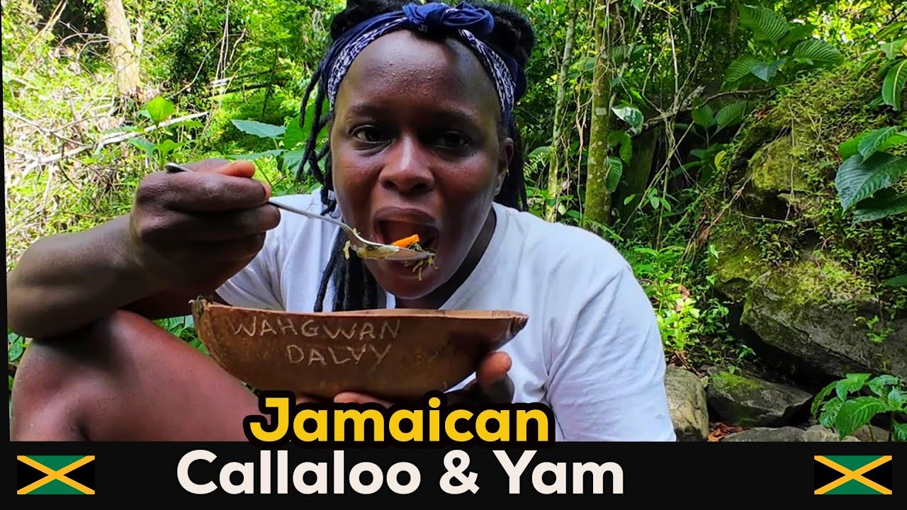 Jamaican Bush Cooking: Callaloo Recipe | ASMR River Sounds