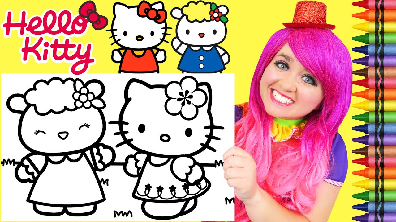 Coloring Hello Kitty & Fifi Best Friends GIANT Coloring Page Crayola Crayons | KiMMi THE CLOWN