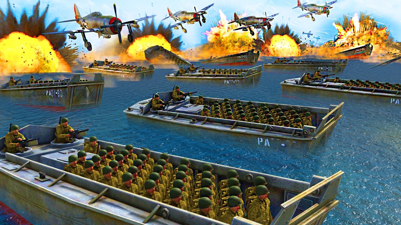 I built a WW2 US ARMY to Invade D-DAY BEACH BUNKERS in this ARMY BUILDING Simulator!
