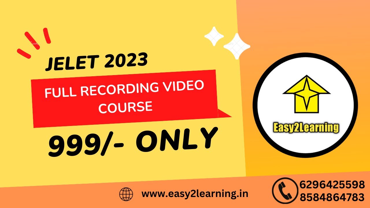 JELET 2023 Recorded Batch + 40 Mock Test | 999/- Only | #jelet2023