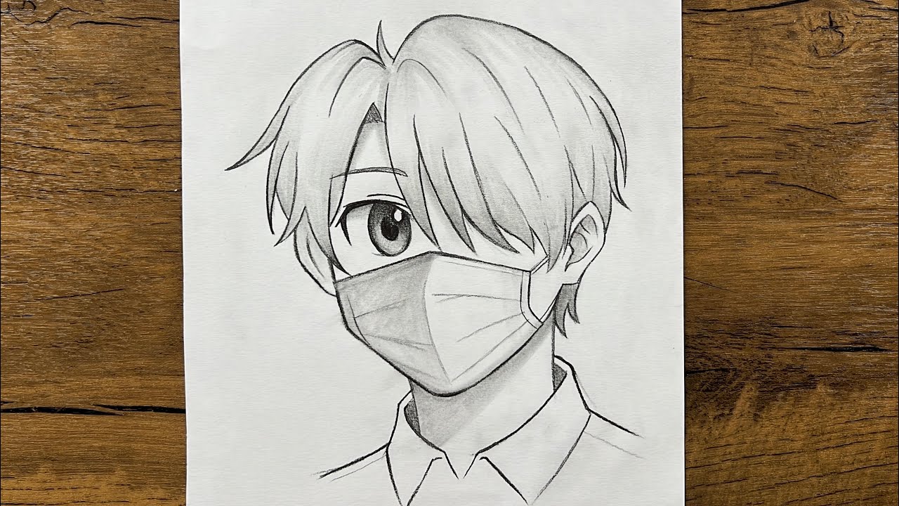 How to Draw Cool Anime Boy with Face Mask | Easy Pencil Drawing Tutorial