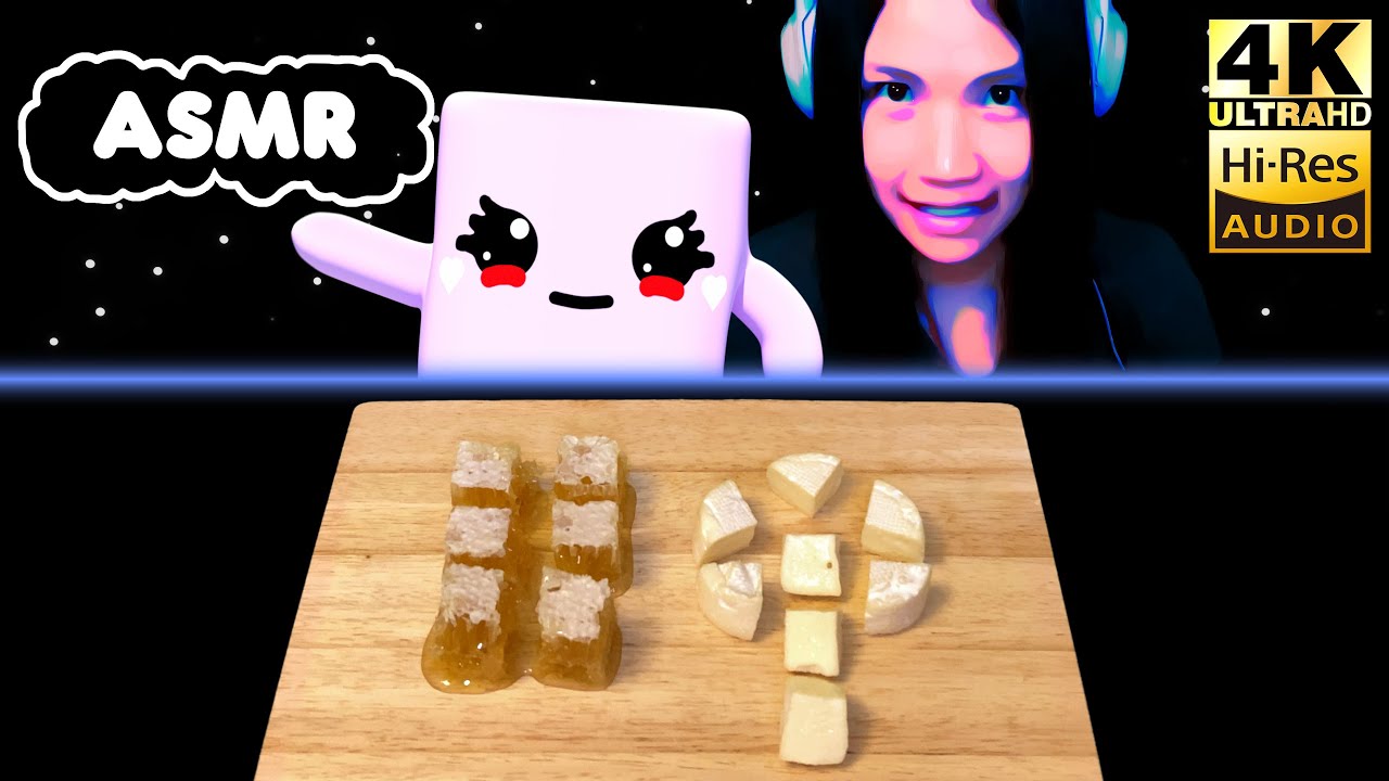 ASMR Raw Honeycomb with Brie Cheese Mukbang ! No Talking 먹방 💜 Bonapuffee