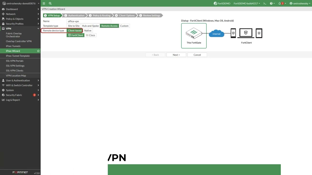 Setting up IPSec VPN in FortiOS 7.2