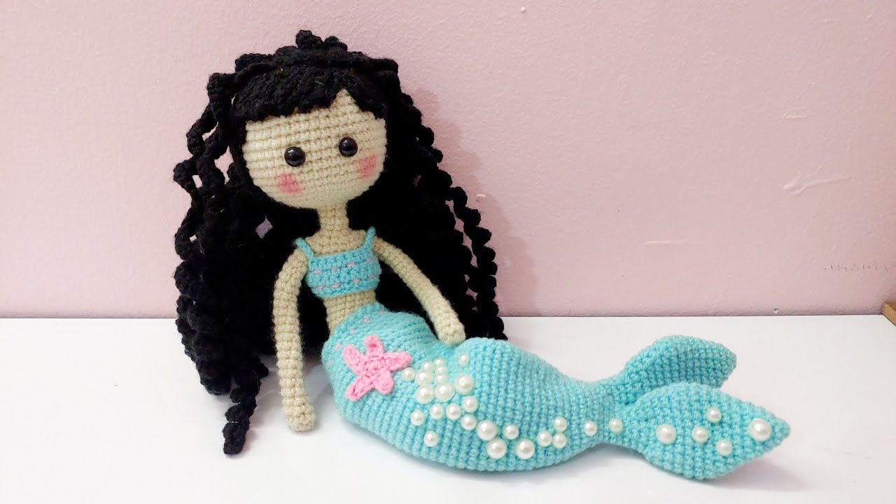 آموزش قلاب بافی لباس عروسک طرح پری دریایی/ crochet Mermaid cloth for doll