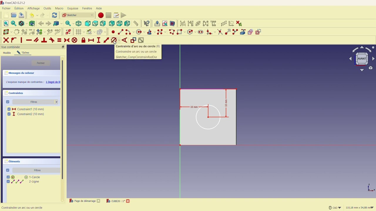 FREECAD1 CUBE20 troué