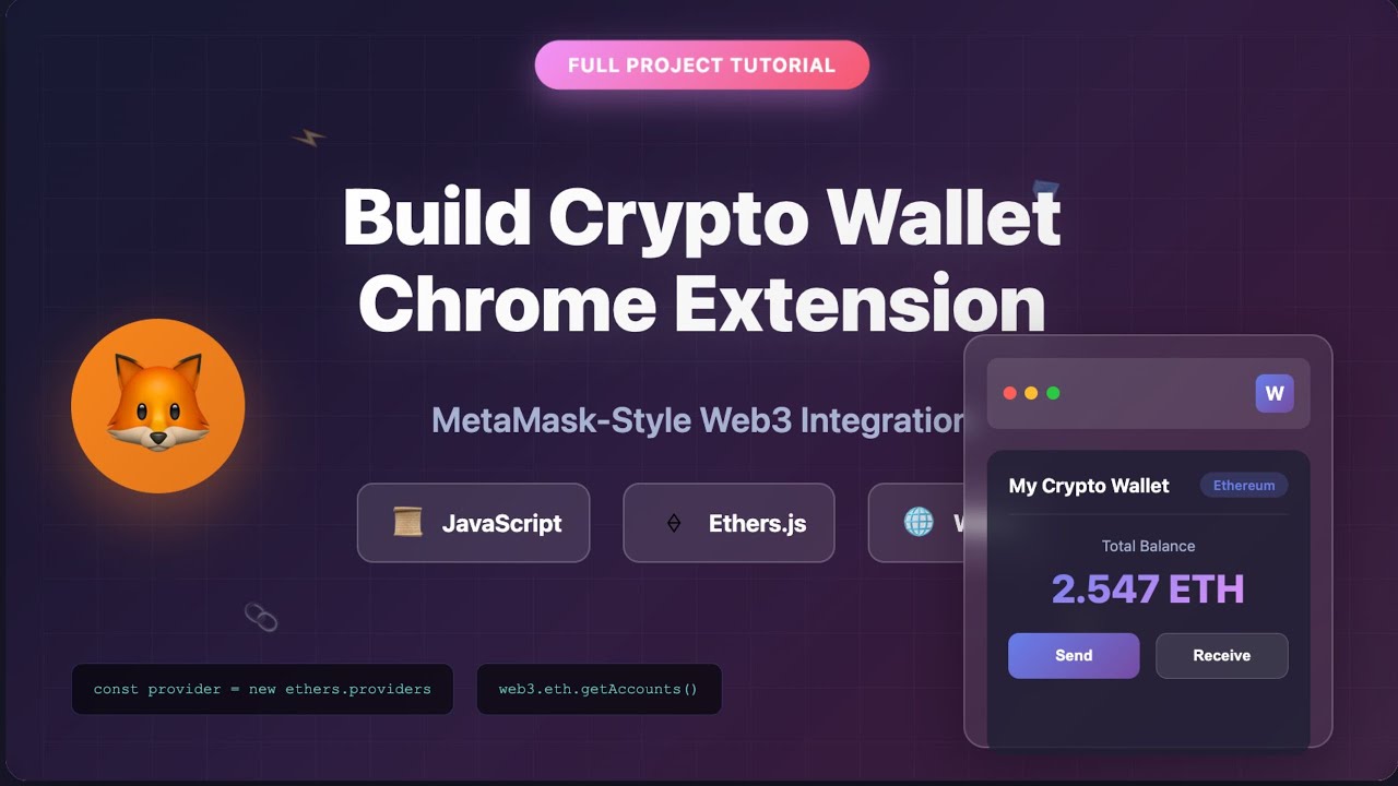 Create MetaMask-Style Crypto Wallet Chrome Extension Using JavaScript, Ether.js & Web3 Full Project