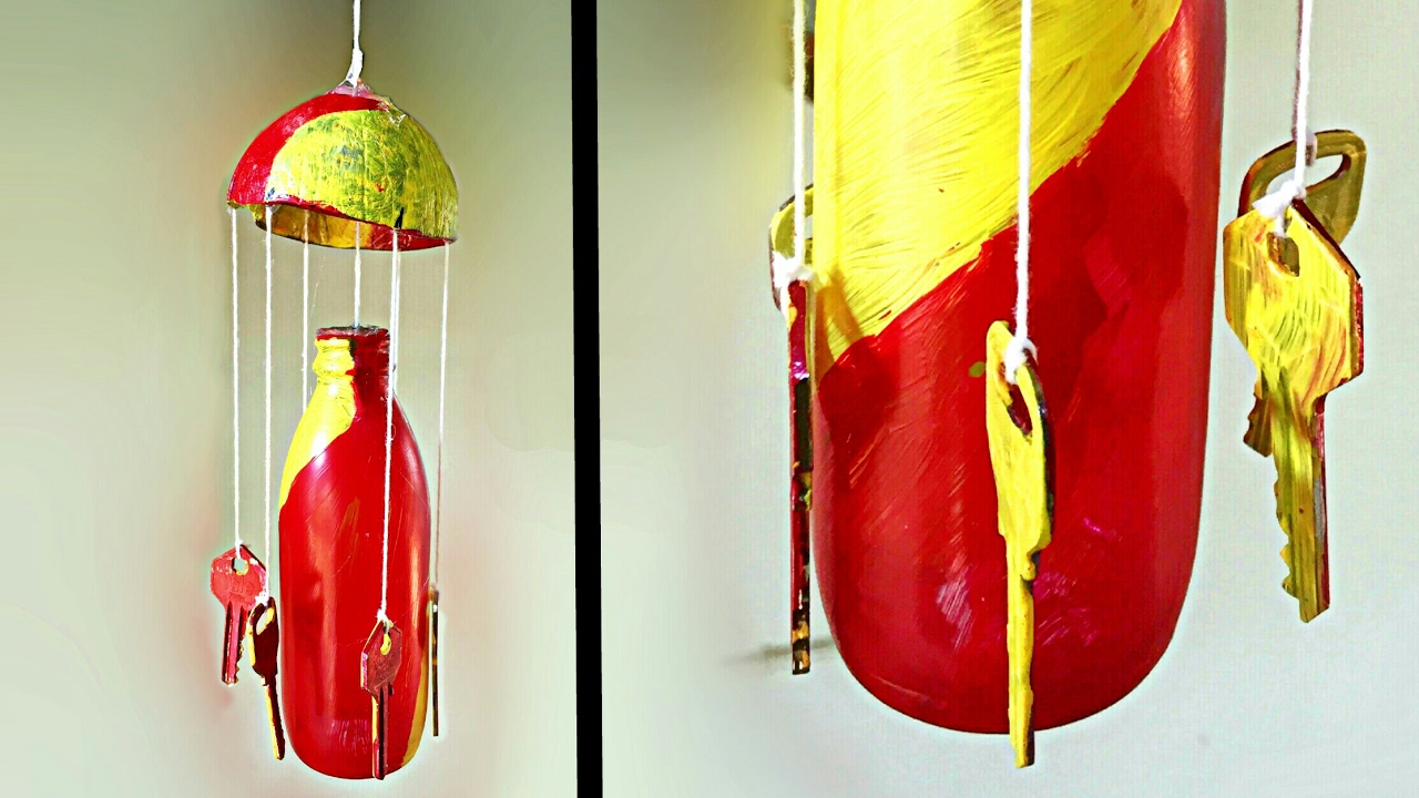How To Make A Wind Chimes || Recycling Key & Bottle