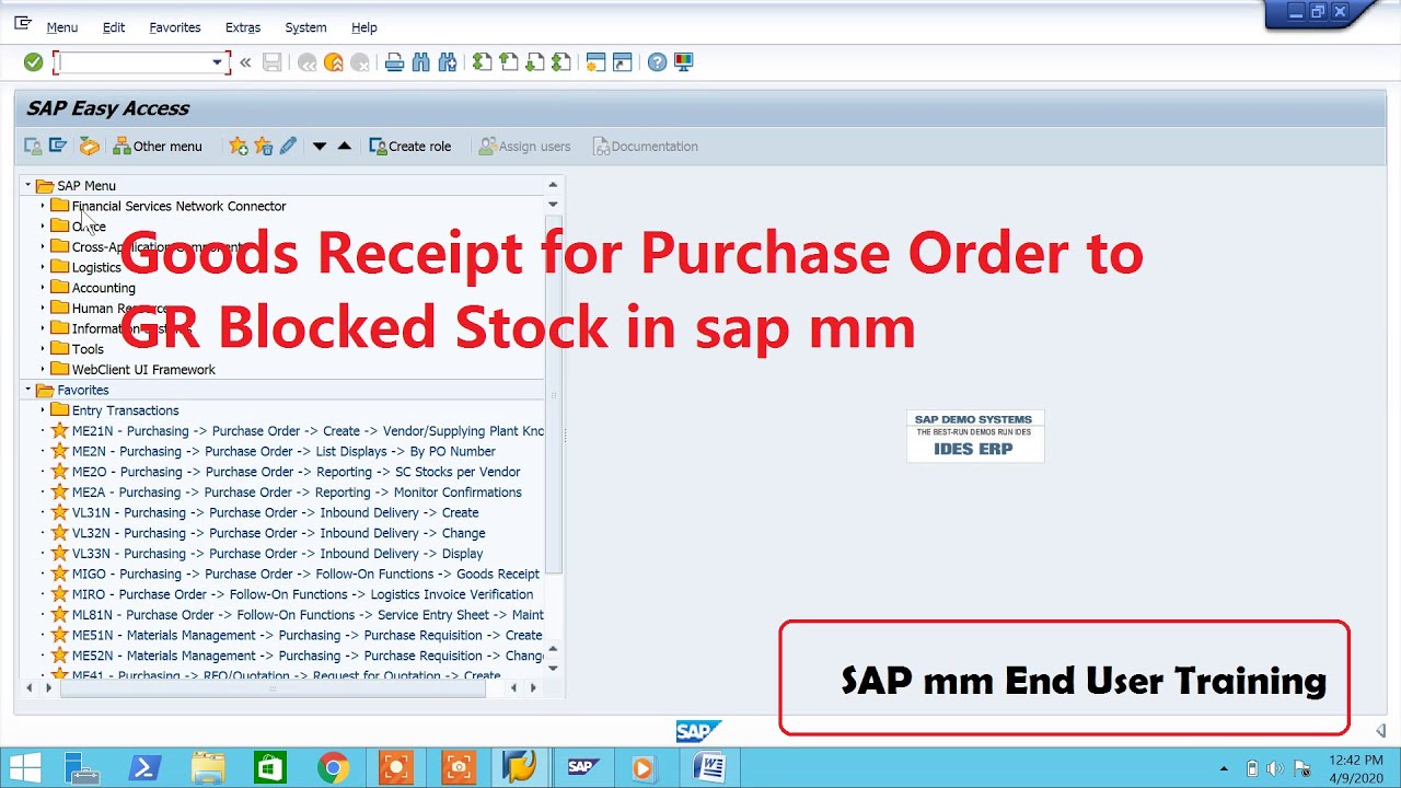 Goods Receipt for Purchase Order to GR Blocked Stock in sap mm