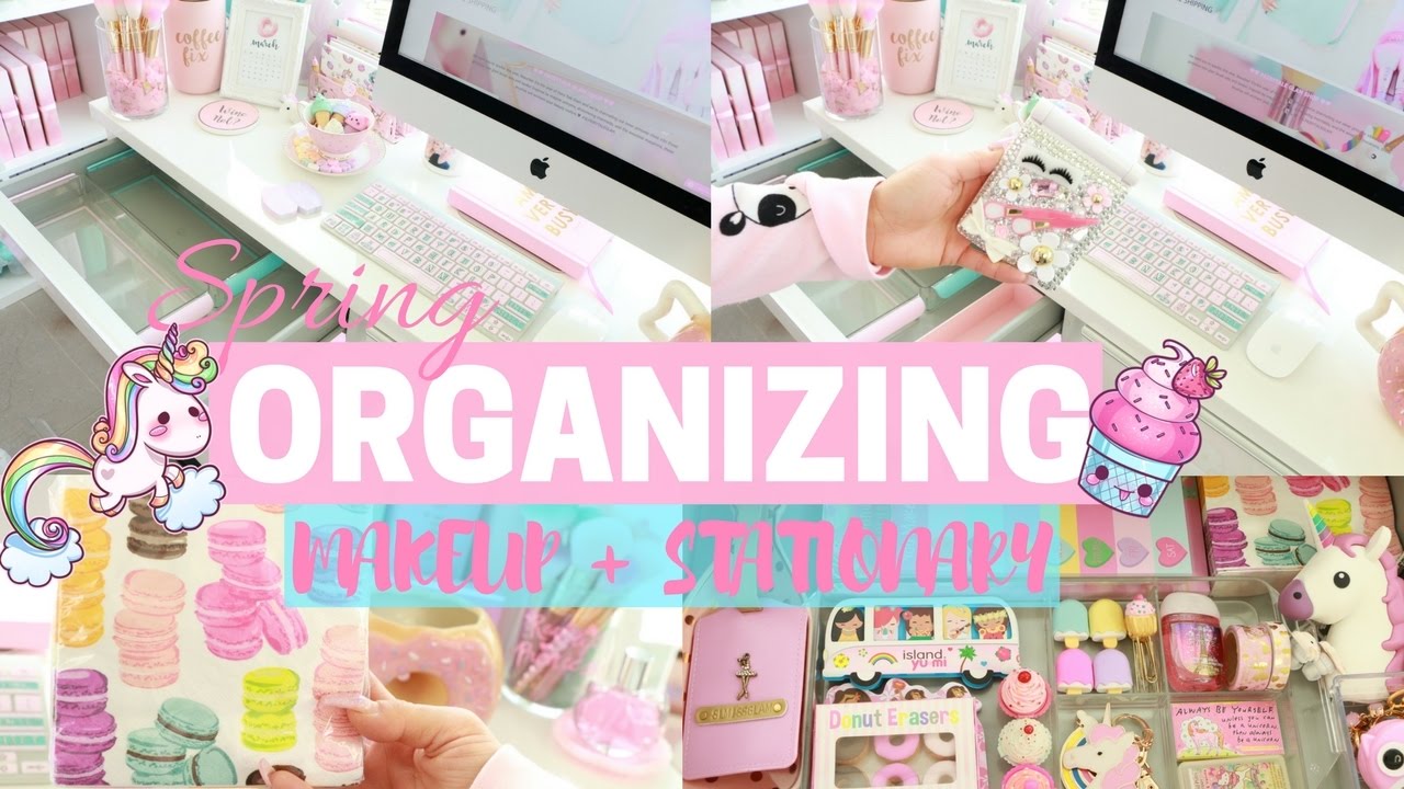 CLEANING MY MAKEUP DRAWER & OFFICE SPACE!🌈💕-SLMissGlam🌈💕