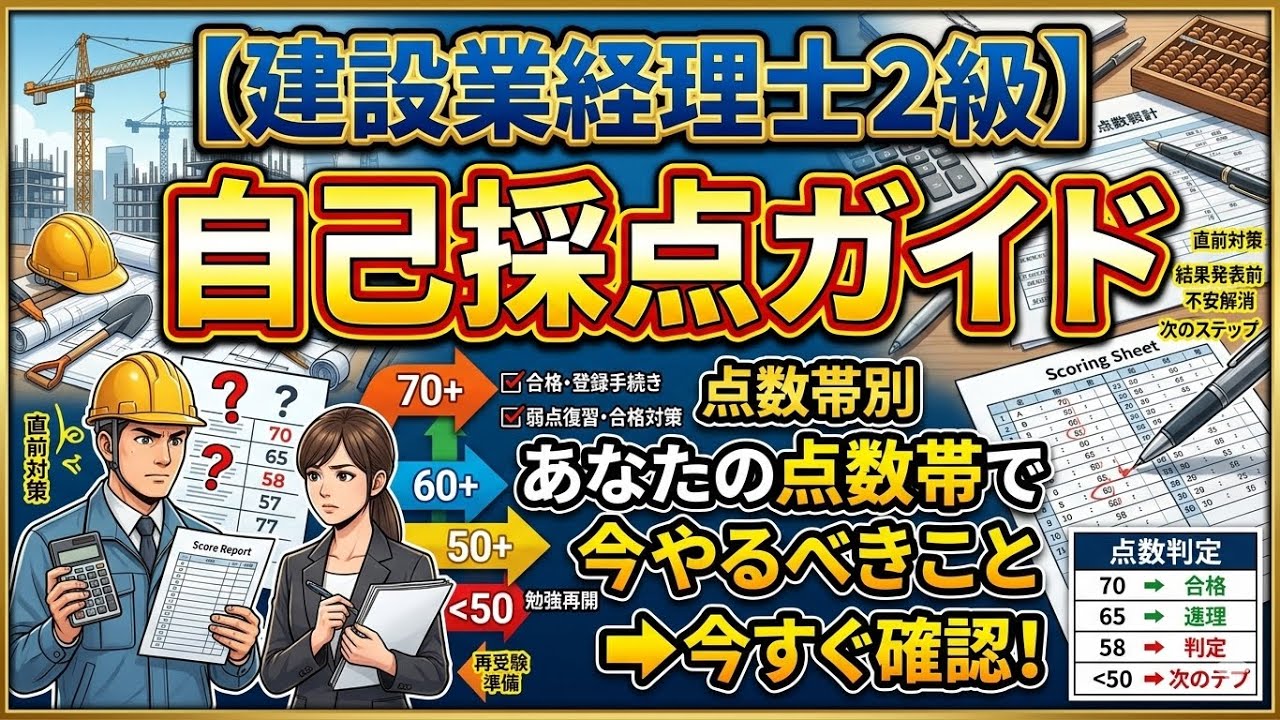 【建設業経理士2級】自己採点ガイド｜あなたの点数帯で今やるべきことを解説