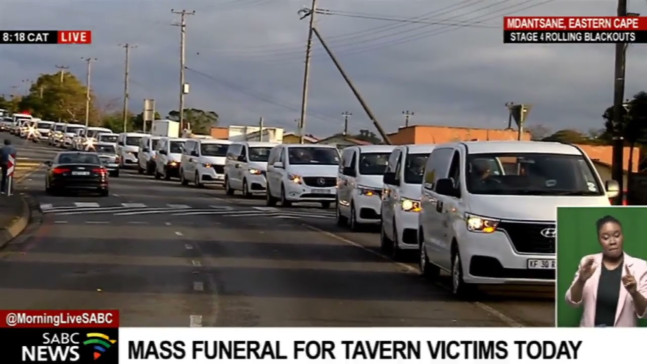 Enyobeni Mass Funeral I Procession carrying empty coffins on route to Scenery Park Sports Ground