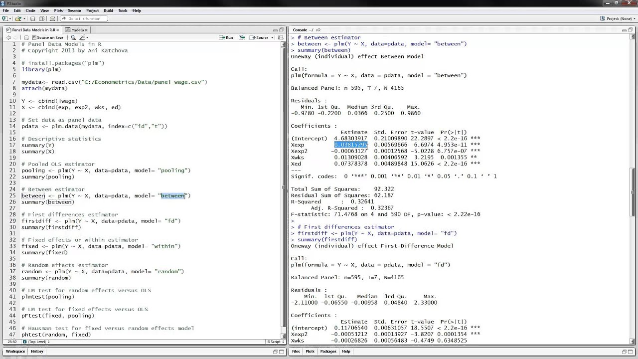 Panel Data Models in R