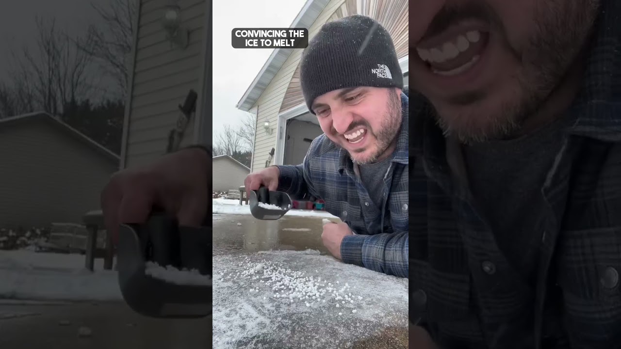 Convincing the Ice to Melt #winter #ice #napoleondynamite #tina #dadlife #icemelt #diy #lawncare