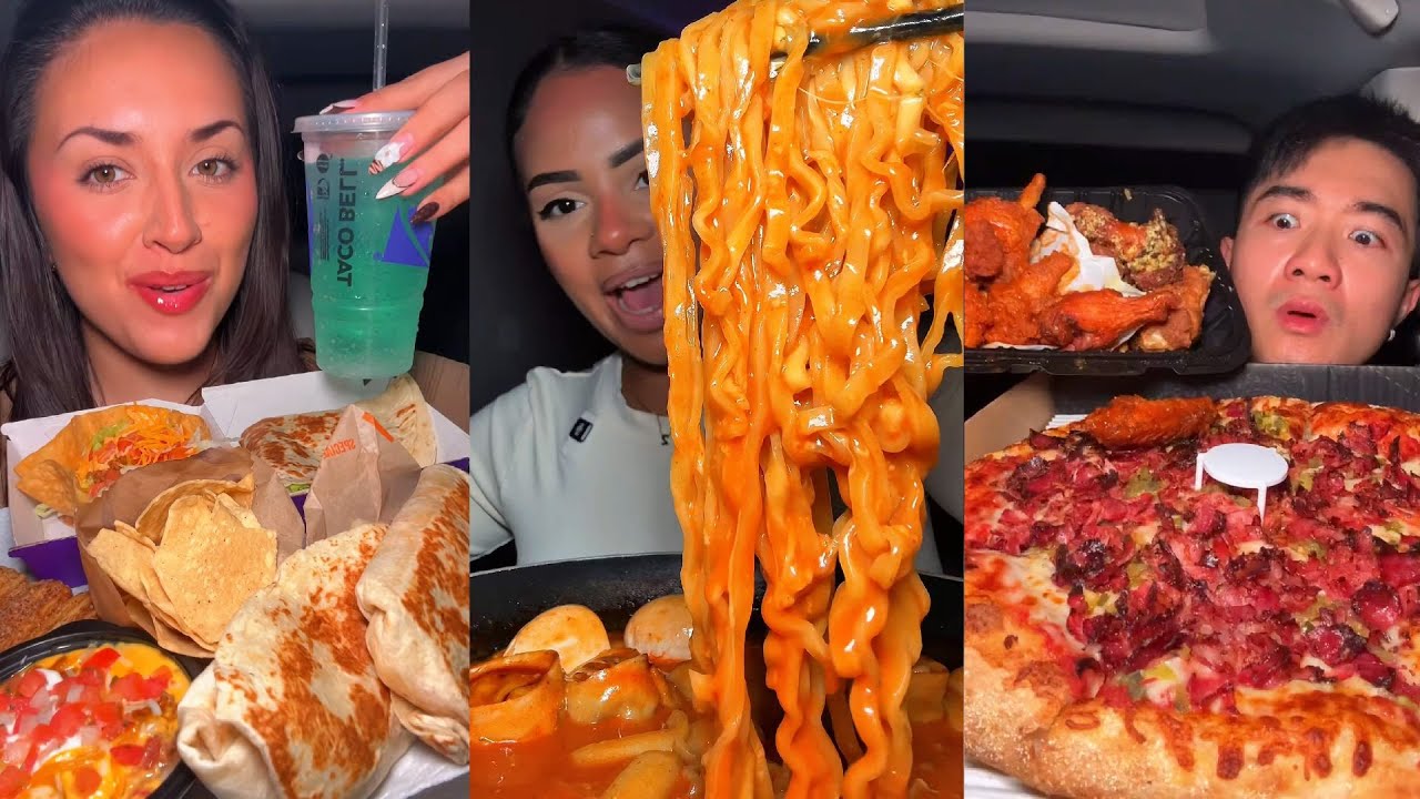 TIKTOK Mukbang Compilation | Taco Bell, Buldak, Pizza Hut, Wingstop, Chipotle & More!