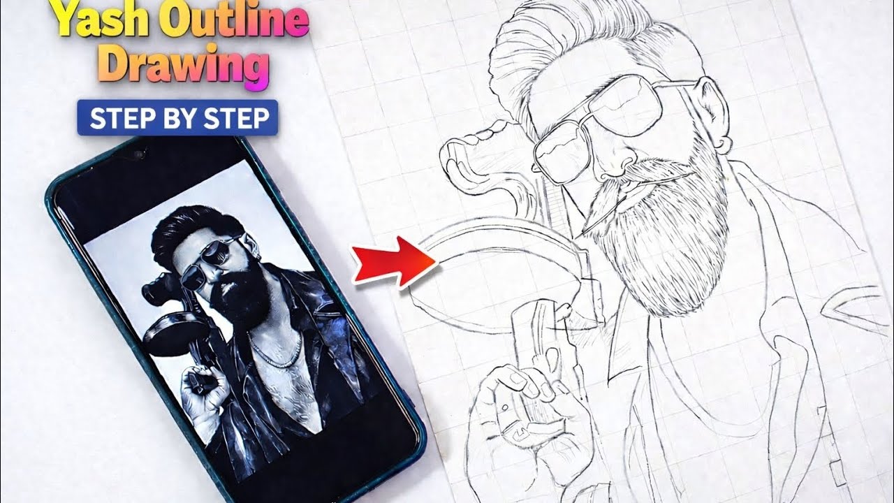How to Draw Yash from Toxic Movie | Step by Step Outline Drawing Tutorial 🔥|| #yash #toxicmovie #art