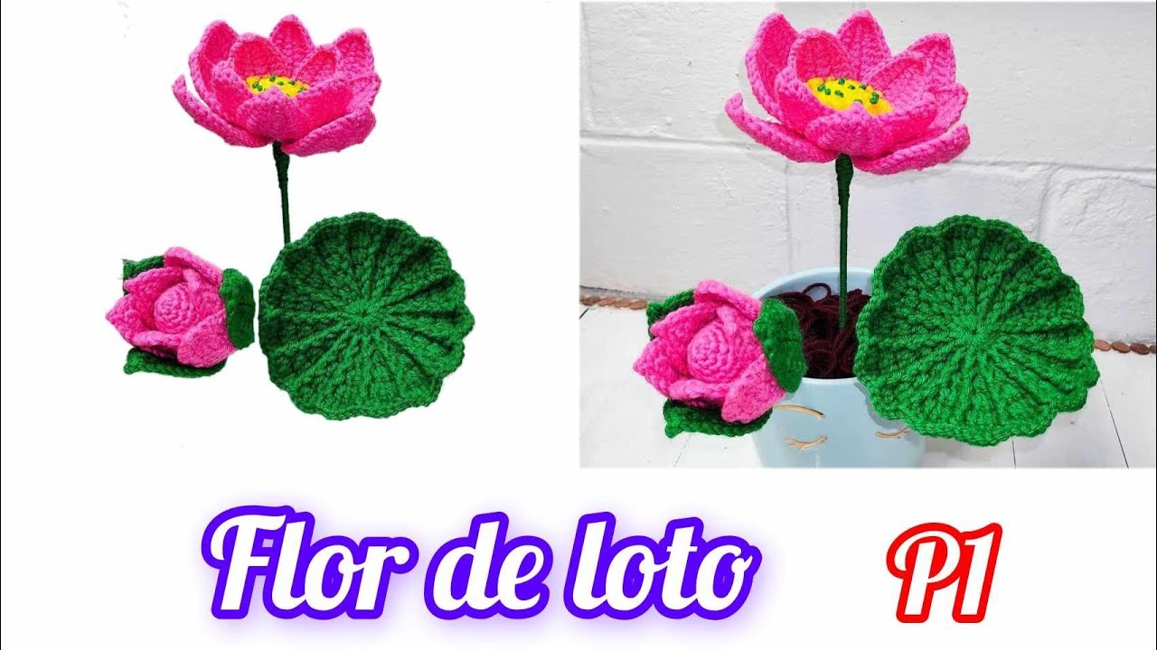 Cómo hacer una flor de loto 🪷 tejida a _CROCHET p(1).