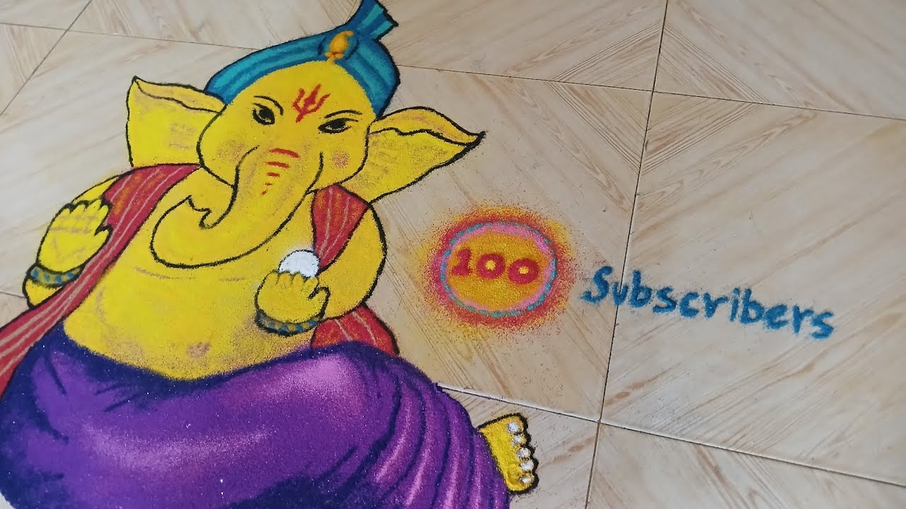 Lord ganesha rangoli l chathurthi special rangoli #simplerangoli #ganeshrangoli #vinayagar