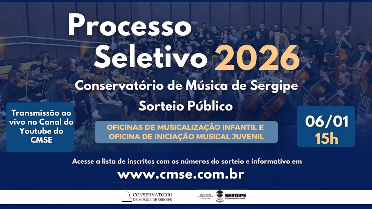 Sorteio Público do Processo Seletivo 2026 do CMSE (Musicalização e Iniciação Juvenil - 06/01/2026)