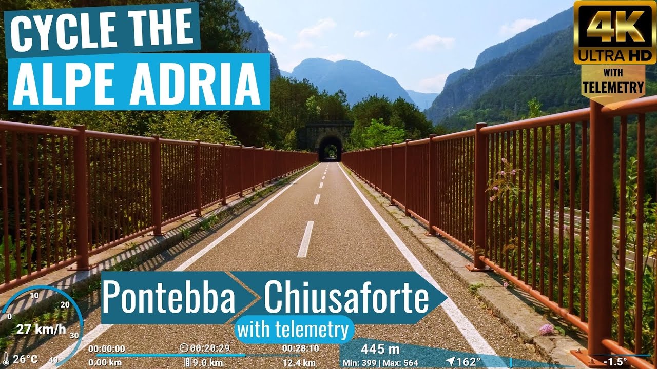 Alpe Adria Cycle Path - Pontebba to Chiusaforte 🌞😎🚴‍♂️Indoor Cycling Video 🚴‍♂️😎🌞 with telemetry