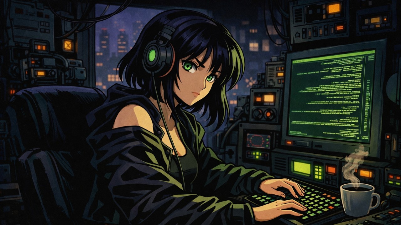 1985 ARCHIVE ECHOES MIDNIGHT // Cyberpunk Synthwave Coding Music | Hacker Music