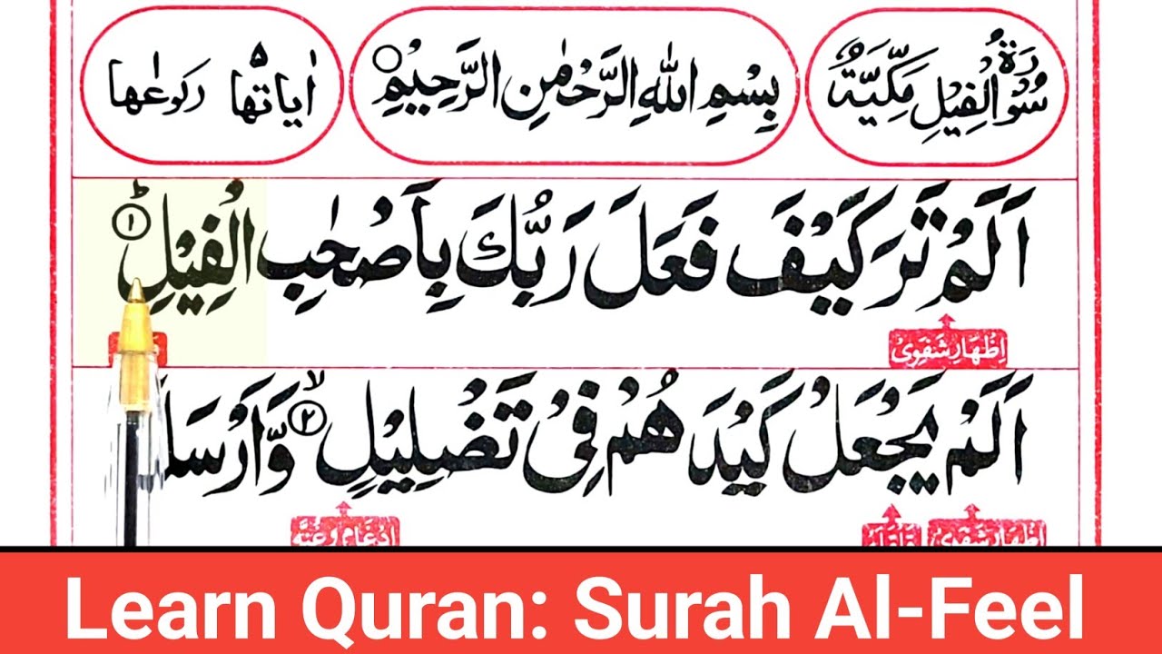 Learn Quran: Surah Al-Feel Word by Word (Easy Quran Tajweed)