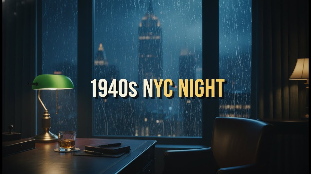 Midnight in 1940s New York 🎻 Dark Old Money Jazz Ambience for Focus & Sleep (Rainy City Night)