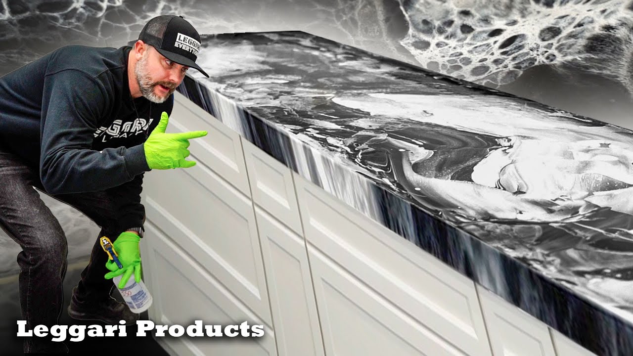 EPIC Black & White Countertop Using Simple Epoxy Technique | Do This Yourself For Cheap