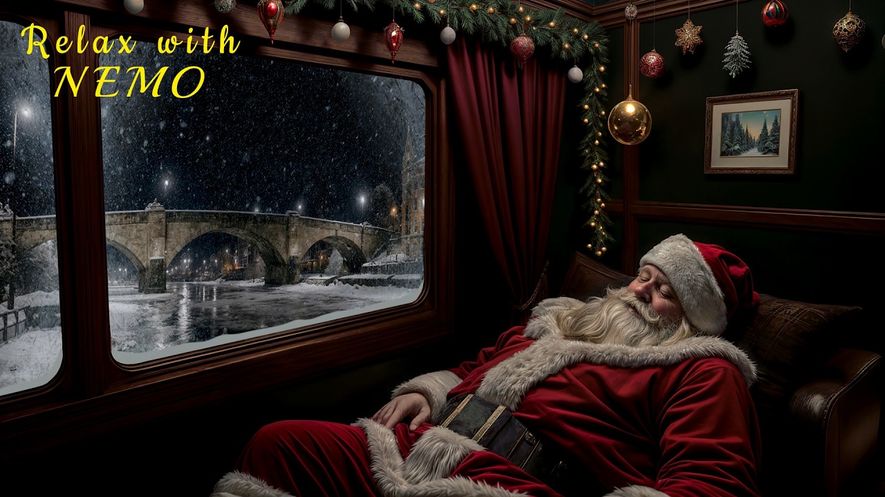 Come Along with Santa on a Cozy Christmas Train Journey 🚂 Dimly Lit Sleeper Train Ambience for Sleep
