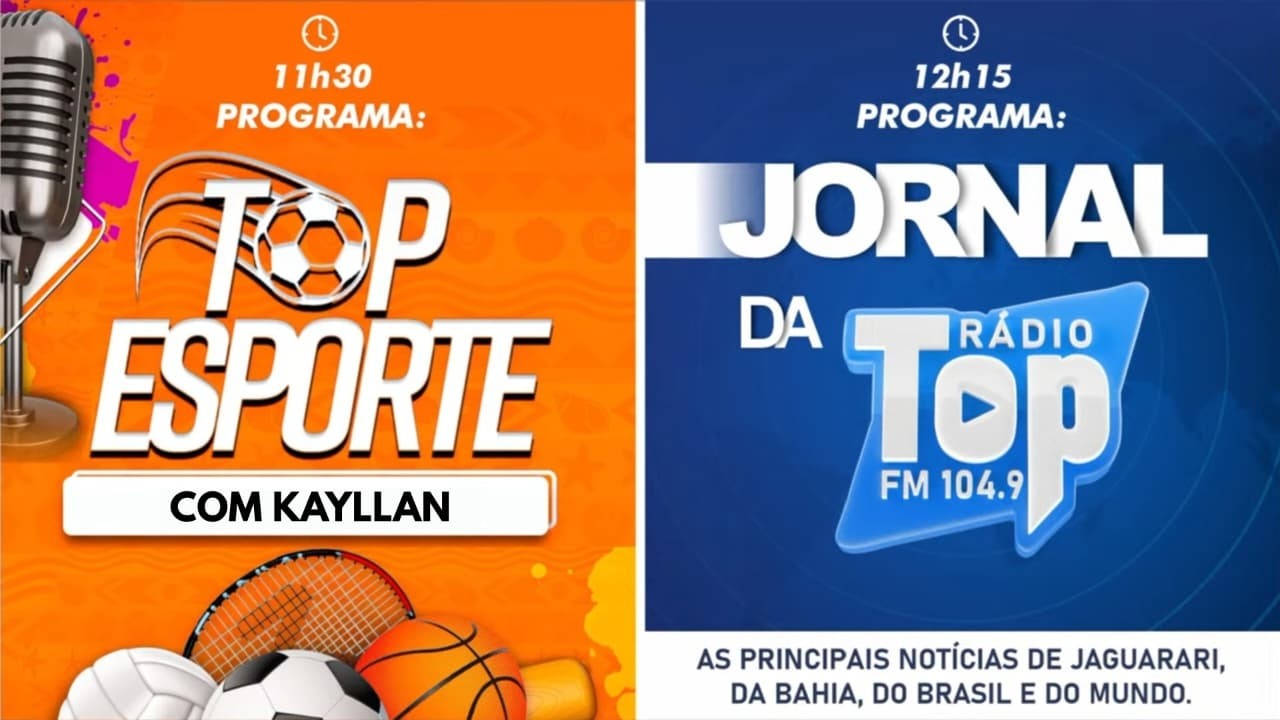 19/3/2026→ED. 9/2026►TOP ESPORTES COM KAYLLAN e PACÓ ☼ ED. 50/2026►JORNAL DA TOP COM CARLOS ROBERTO