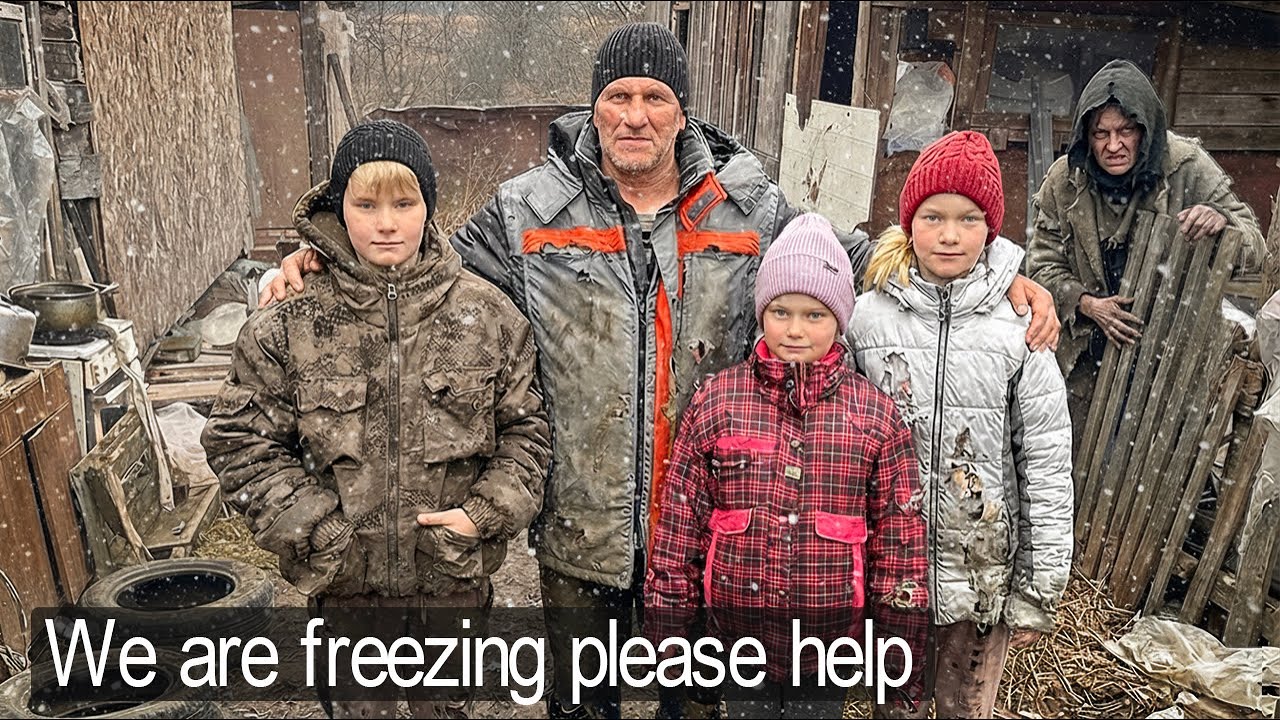 Russian single father freezes with children in old house.