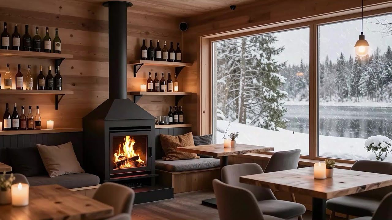 Cozy Winter Jazz Cafe: Relaxing Smooth Jazz by Fireplace & Snow ❄️☕️🎶