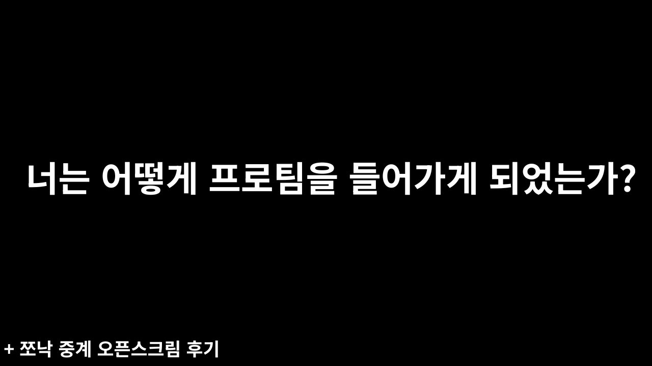 첫 프로팀을 들어가게 된 과정 + 쪼낙 중계 오픈스크림하고 느낀점