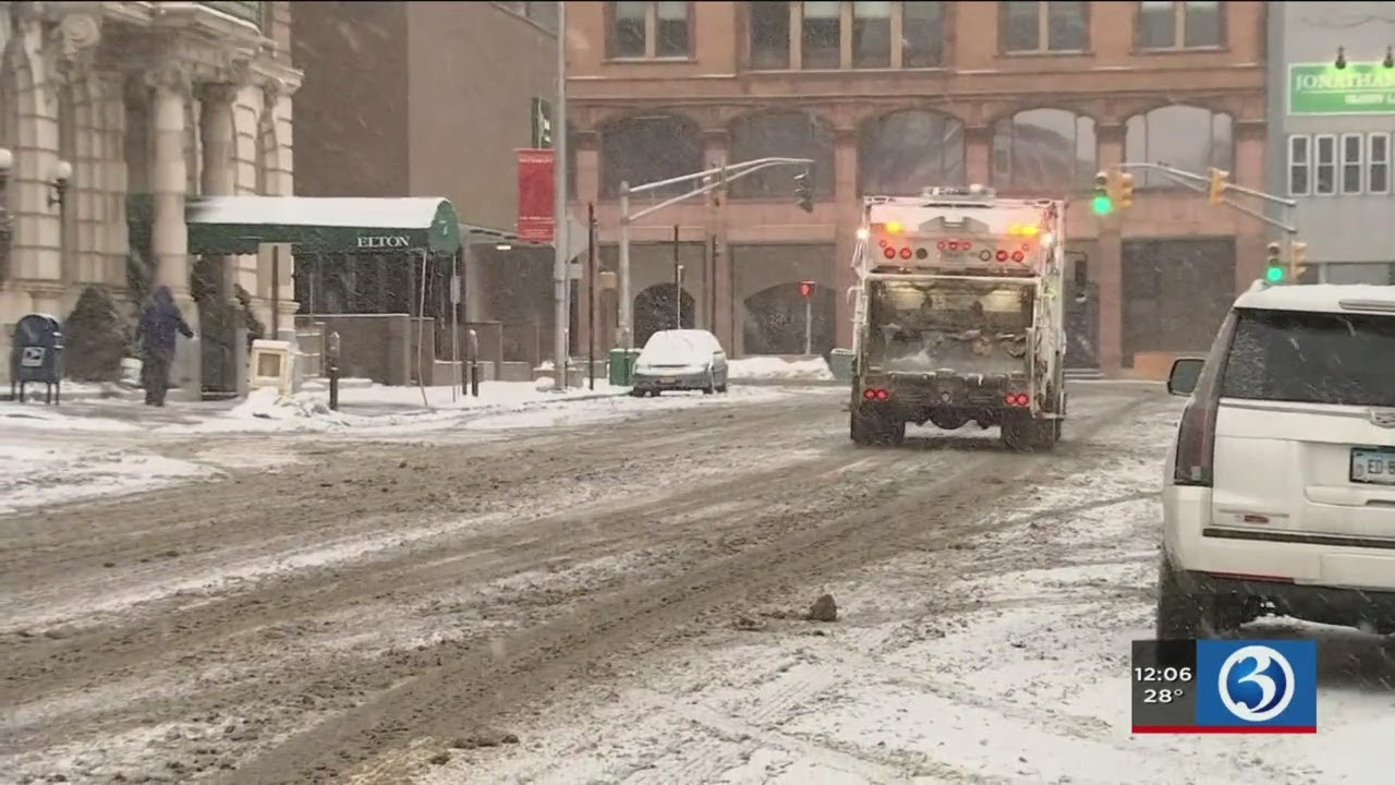 Video: Snow causes a mess on roads in Waterbury