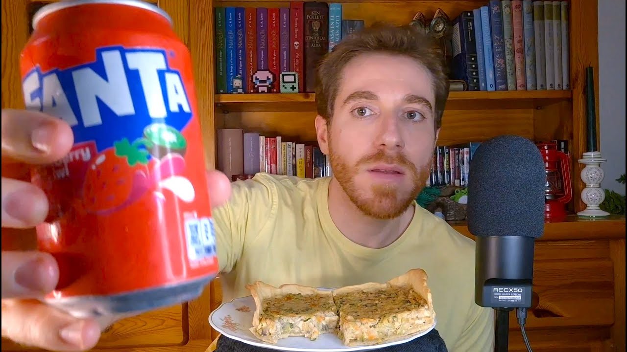 [ASMR] Quiche veggie 🥧 & fanta sabor 🍓 y 🥝 | Susurros, eating sounds