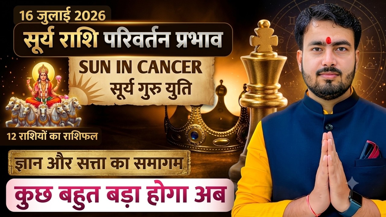 16 july 2026 sun transit in Cancer|  सूर्य राशि परिवर्तन प्रभाव 12 राशियों का राशिफल सूर्य गुरु युति