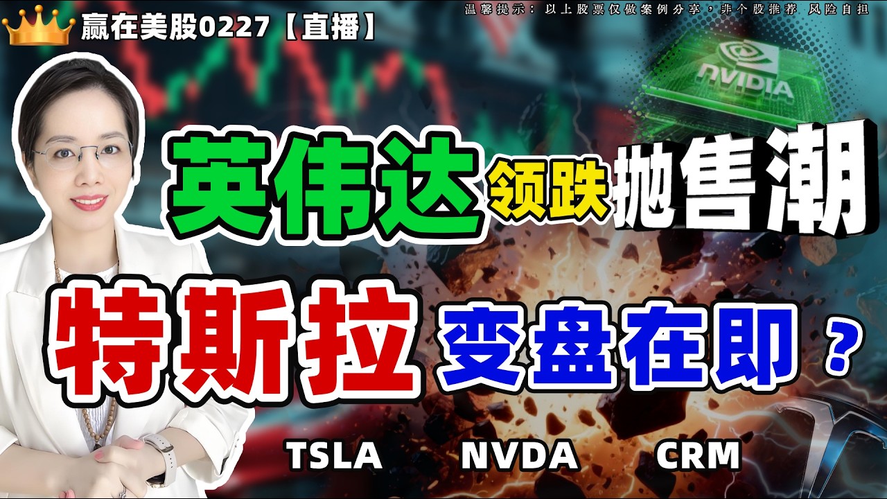 #股票|#Serena|#赢在美股|英伟达领跌抛售潮，特斯拉变盘在即？#TSLA#NVDA#CRM