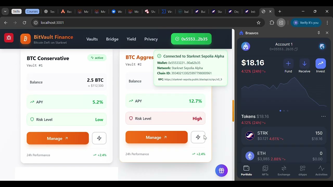🚀 BitVault Finance: Bitcoin DeFi Revolution on Starknet | Full Demo & Tutorial