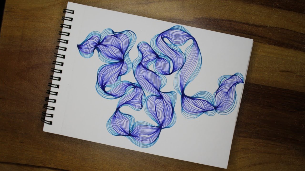 Flowing Line Art - Blue Magic🎨 Full Tutorial | Day 122
