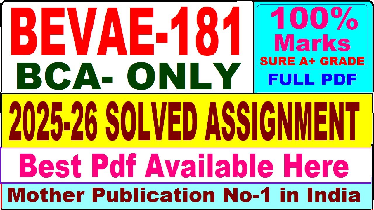 BEVAE 181 solved assignment 2025-26 || bevae 181 solved assignment 2026 in English || ignou bevae181